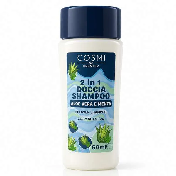 COSMI ITALIA Cosmi Bagnoschiuma Shampoo 2in1 Travel 60ml - Menta e Aloe - MegaPrezzo