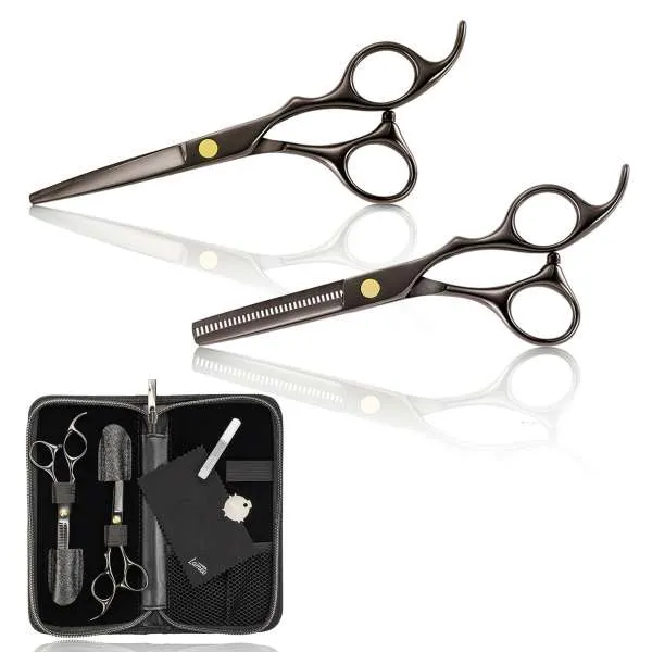 XANITALIA Lameo Stage Pro Kit Forbici Taglio e Sfoltire Black - 5.5" - MegaPrezzo