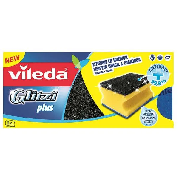 VILEDA Vileda Spugna Glitzi Plus - 3pz - MegaPrezzo