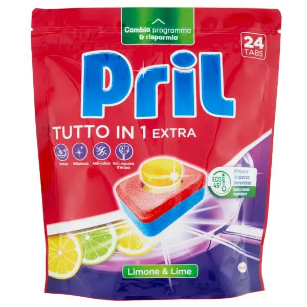 PRIL Pril Tutto in 1 Extra Tabs 24pz - Limone e Lime - MegaPrezzo