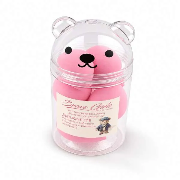 BRAVE GIRLS Brave Girls Set My Teddy Bear Beauty Sponges con 5 Spugnette - Rosa - MegaPrezzo