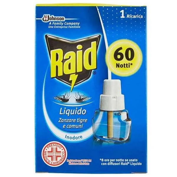 RAID Raid Ricarica Liquida per Diffusore 60 Notti - Inodore Blu - MegaPrezzo