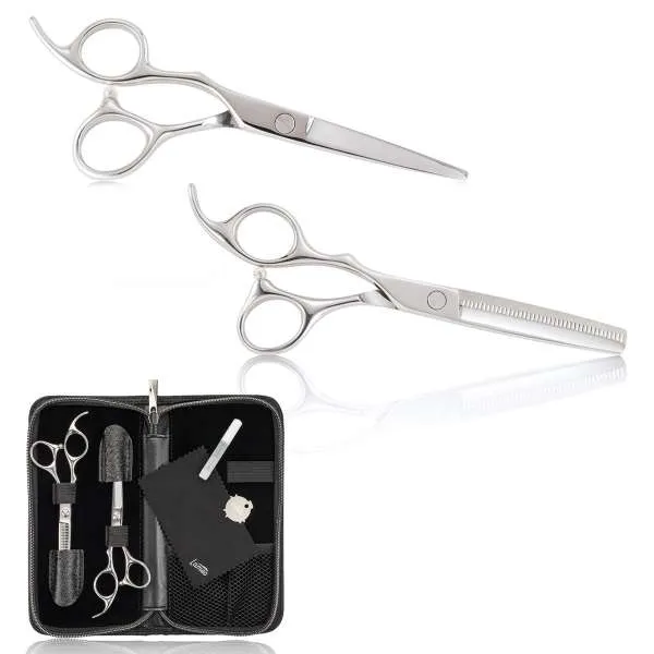 XANITALIA Lameo Stage Pro Kit Forbici per Mancini Taglio e Sfoltire Silver - 5.5" - MegaPrezzo