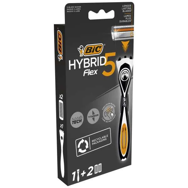 BIC Bic Rasoio da Barba Hybrid5 Flex Starter Kit con 2 Ricariche - MegaPrezzo