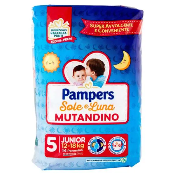 PAMPERS Pampers Sole e Luna Pannolini Mutandino Junior - 14pz - MegaPrezzo