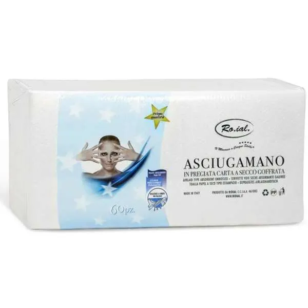 ROIAL Roial Asciugamani in Carta a Secco Goffrata 35x67cm - 60pz - MegaPrezzo