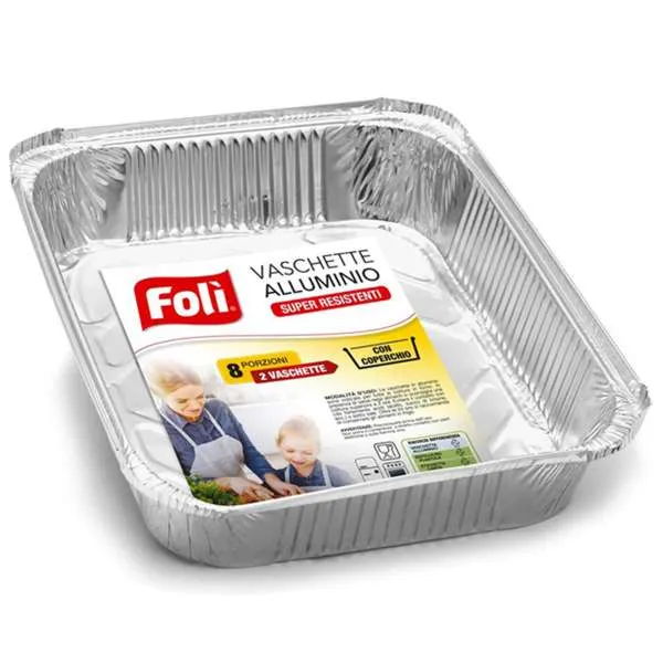 FOLI Foli Vaschette Alluminio con Coperchio 8 Porzioni - 2pz - MegaPrezzo