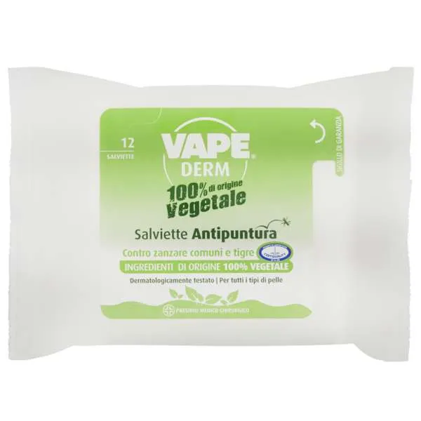 VAPE Vape Derm Salviettine Antipuntura 100% Vegetale - 12pz - MegaPrezzo
