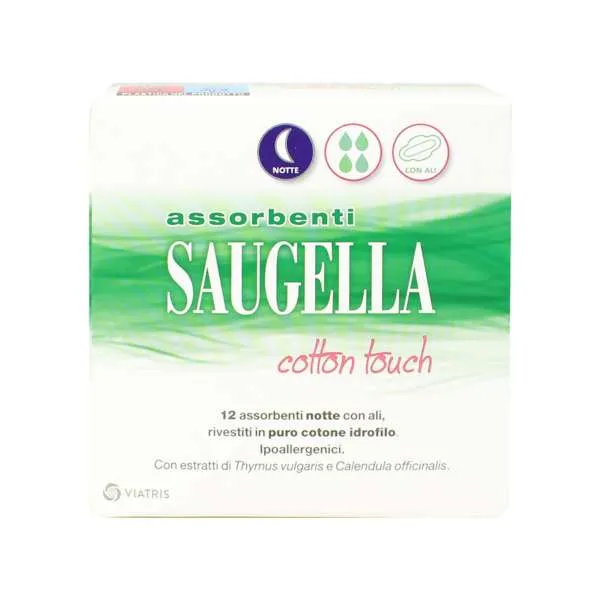 SAUGELLA Saugella Assorbenti Cotton Touch Notte con Ali - 12pz - MegaPrezzo