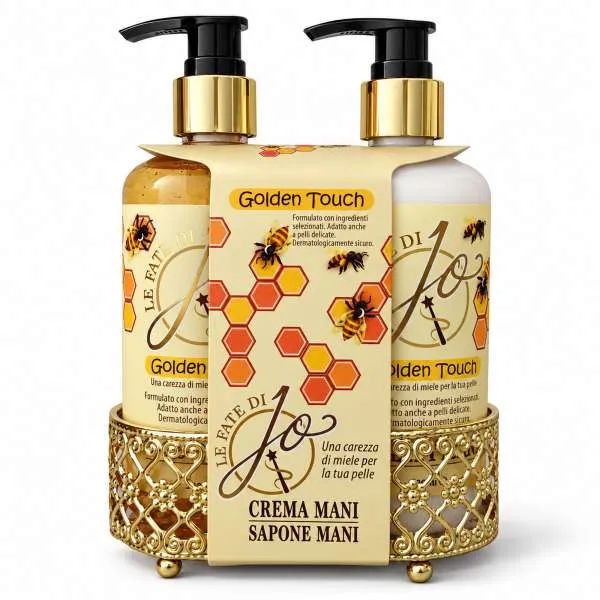 LE FATE DI JO Le Fate di Jo Cofanetto Golden Touch Vassoio Oro con Sapone e Crema Mani - MegaPrezzo