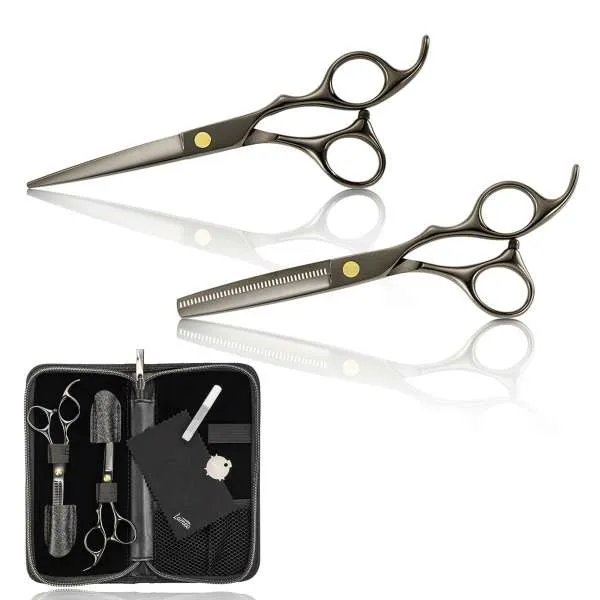 XANITALIA Lameo Stage Pro Kit Forbici Taglio e Sfoltire Black - 6.0" - MegaPrezzo