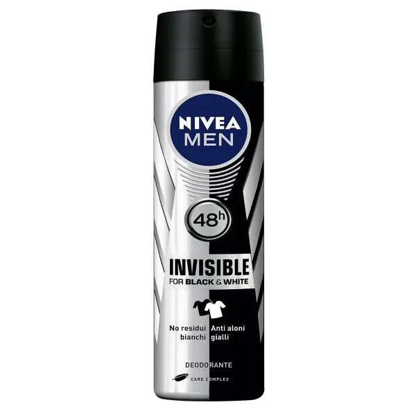 NIVEA Nivea Men Deodorante Spray Invisible Black e Withe - 150ml - MegaPrezzo