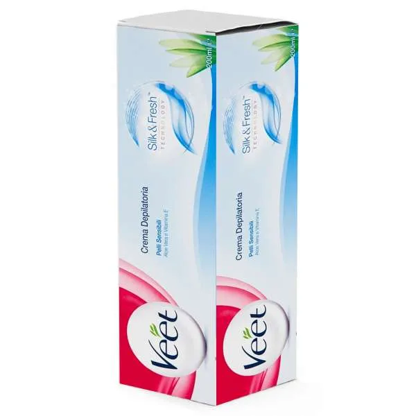 VEET Veet Crema Depilatoria Celeste Silk Fresh Pelli Sensibili - 200ml - MegaPrezzo