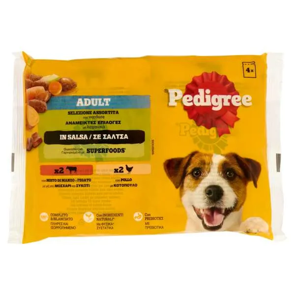 PEDIGREE Pedigree Cibo Umido Cani 4x100g - Manzo Fegato Pollo - MegaPrezzo