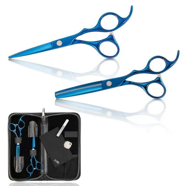 XANITALIA Lameo Stage Pro Kit Forbici Taglio e Sfoltire Blue - 6.0" - MegaPrezzo