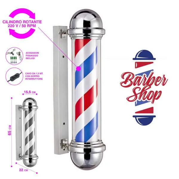 BARBER POLE Insegna Luminosa Rotante da Barbiere - Barber Pole Small - MegaPrezzo