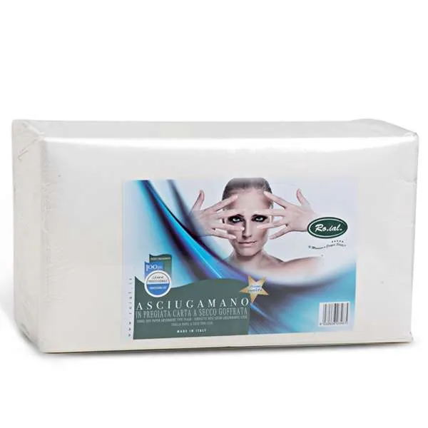 ROIAL Roial Asciugamani in Carta a Secco Goffrata Piegati 40x70cm - Conf. 100 Pz - MegaPrezzo