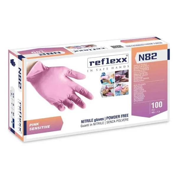 REFLEXX ReFlexx N82 Guanti in Nitrile Rosa Non Talcati - 100pz - MegaPrezzo