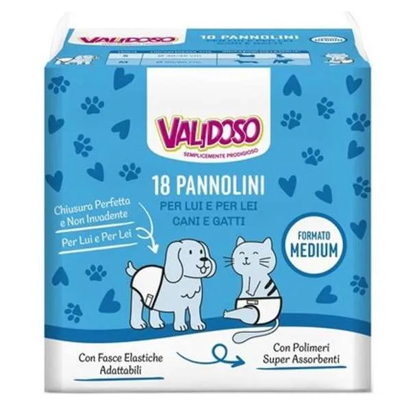 VALIDOSO Validoso Pannolini per Cani e Gatti 18pz - Medium - MegaPrezzo
