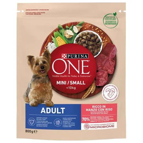 PURINA Purina One Cane Adulto Mini Crocchette 800gr - Manzo e Riso - MegaPrezzo