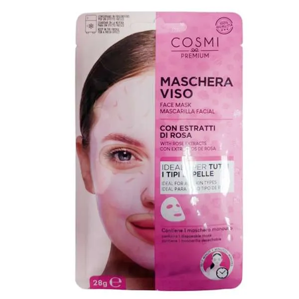 COSMI ITALIA Cosmi Maschera Viso in Tessuto - Estratti di Rosa - MegaPrezzo
