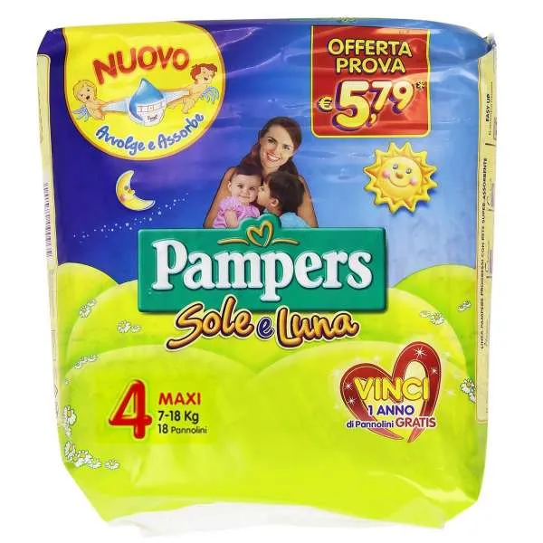 PAMPERS Pampers Sole e Luna Pannolini 4 Maxi 7-18Kg - 17pz - MegaPrezzo