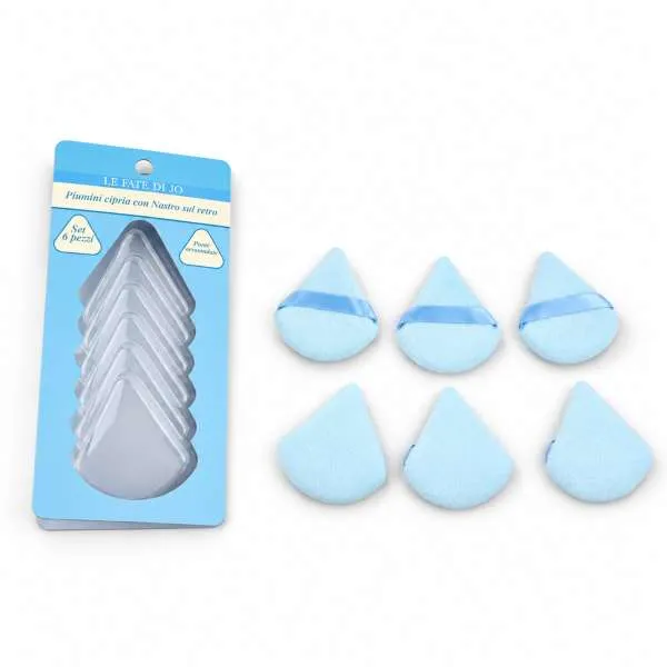 LE FATE DI JO Le Fate di Jo Set Powder Puff Blister con 6 Piumini Cipria - Celeste - MegaPrezzo