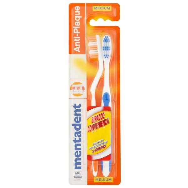 MENTADENT Mentadent Spazzolino Denti Anti Plaque Duo - Medium - MegaPrezzo