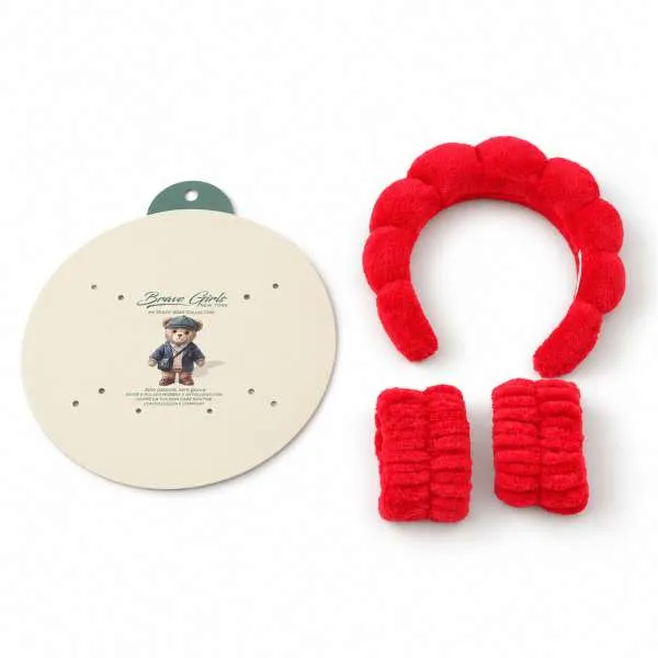 BRAVE GIRLS Brave Girls Set My Teddy Bear Skin Care con Fascia e Polsini - Rosso - MegaPrezzo