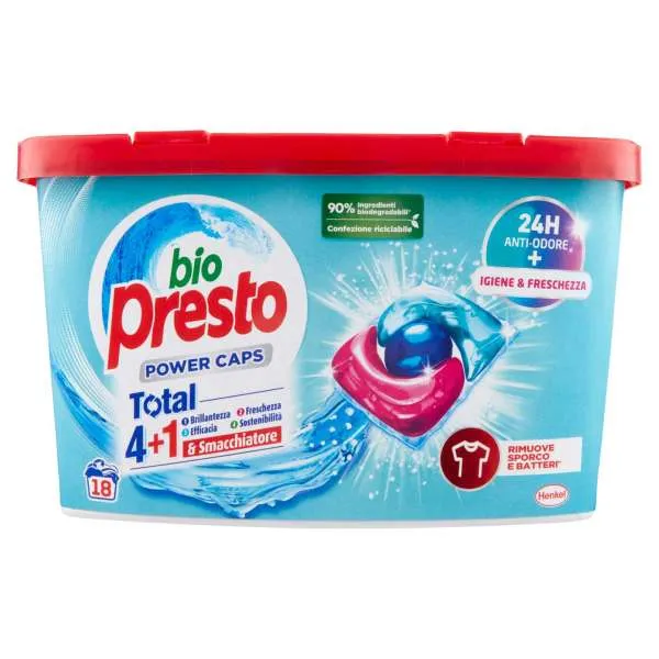 BIO PRESTO Bio Presto Power Caps Detersivo 18pz - Igienizzante - MegaPrezzo