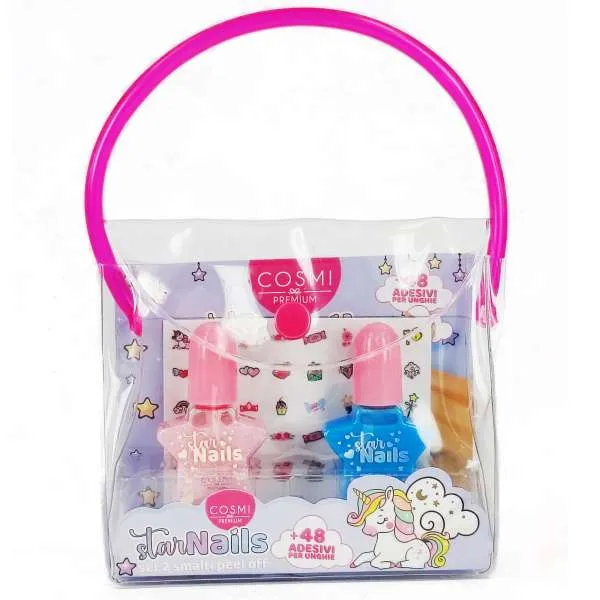 COSMI ITALIA Cosmi Star Nails Kit Smalti e Stickers Nail Art - Rosa Azzurro - MegaPrezzo