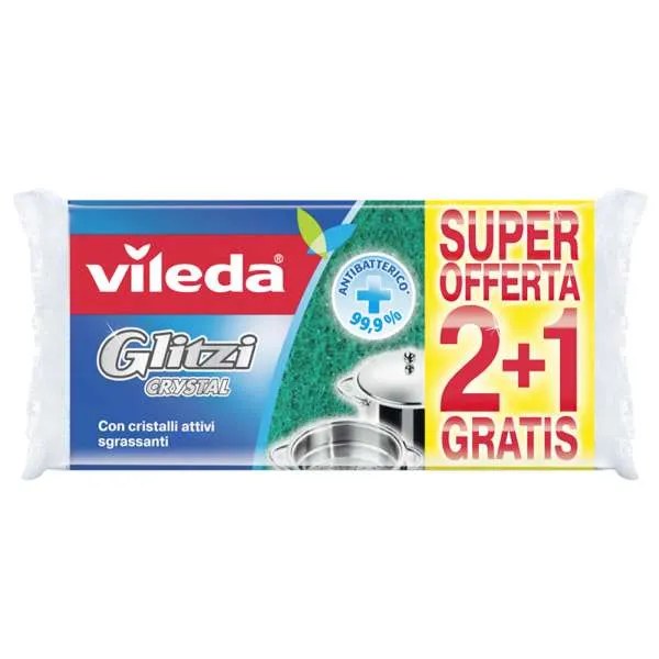 VILEDA Vileda Spugna Glitzi Crystal - 3pz - MegaPrezzo