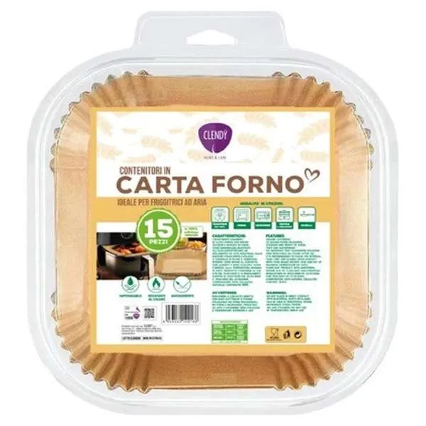 CLENDY Clendy Contenitori Carta Forno Quadrati 22cm - 15pz - MegaPrezzo