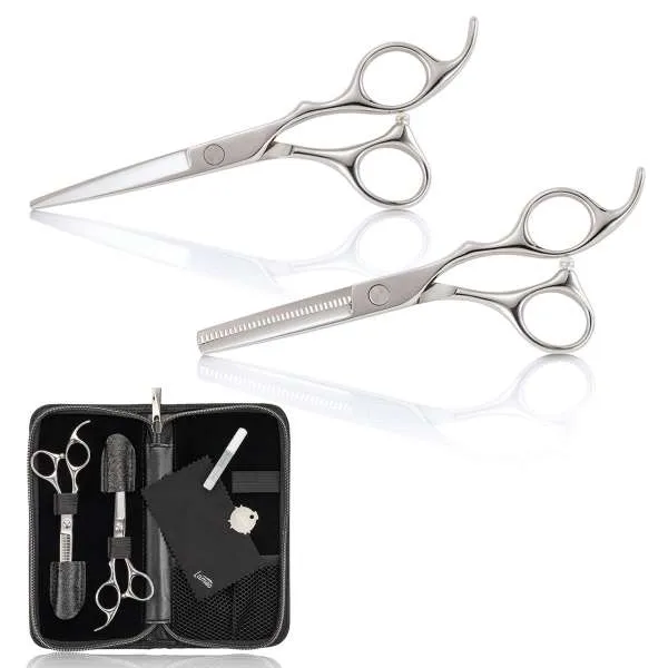 XANITALIA Lameo Stage Pro Kit Forbici Taglio e Sfoltire Silver - 5.5" - MegaPrezzo