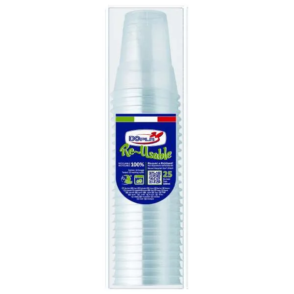 DOPLA Dopla ReUsable Bicchieri Diamant 25pz - 250CC - MegaPrezzo