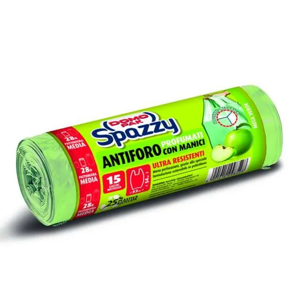 DOMOPAK Domopak Spazzy Sacchi Pattumiera Mela Verde 15pz - 28 Litri - MegaPrezzo