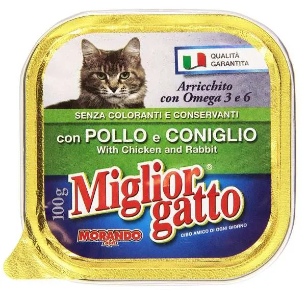 MORANDO Migliorgatto Bocconcini Vaschetta 100gr - Pollo e Coniglio - MegaPrezzo