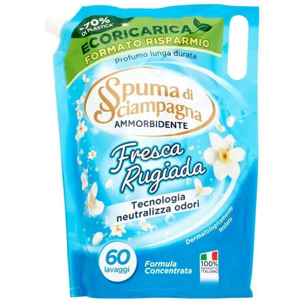 SPUMA DI SCIAMPAGNA Spuma di Sciampagna Ammorbidente Ricarica 1500ml - Fresca Rugiada - MegaPrezzo