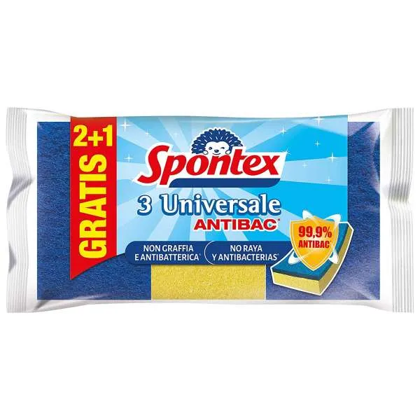 SPONTEX Spontex Spugna Universale Delicata Antibatteria - 3pz - MegaPrezzo