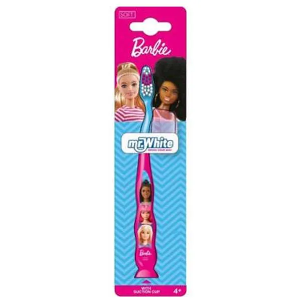 MR WHITE Mr White Barbie Spazzolino per Bambini con Ventosa Ventosa - Soft - MegaPrezzo