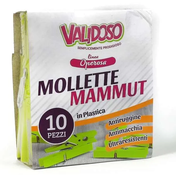 VALIDOSO Validoso Mollette Mammut in Plastica Colorata - 10pz - MegaPrezzo