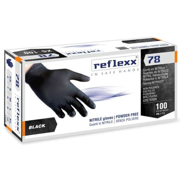 ReFlexx 78 Guanti in Nitrile Nero Non Talcati - 100pz