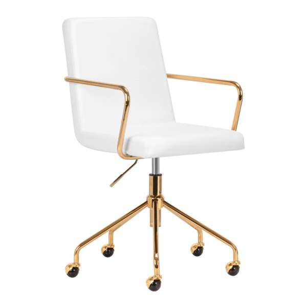 AS BRAND Poltrona QS-OF211G con Rotelle - Bianco Oro - MegaPrezzo