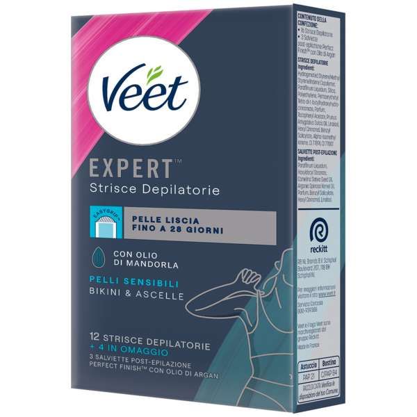 Veet Expert Strisce Depilatorie Ascelle Pelli Sensibili - 16pz