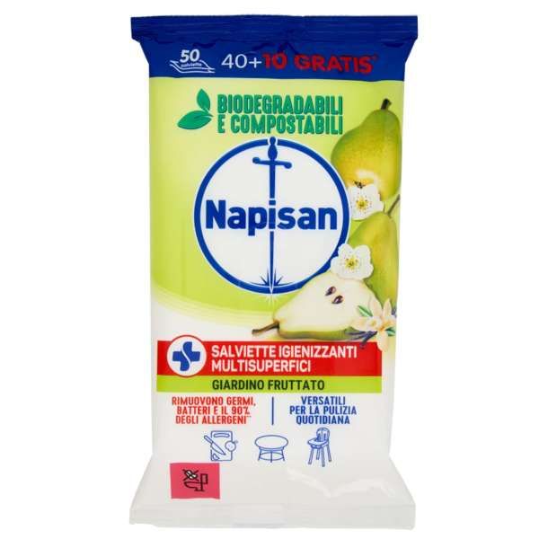 Napisan Salviette Igienizzanti Multisuperfici 50pz - Giardino Fruttato