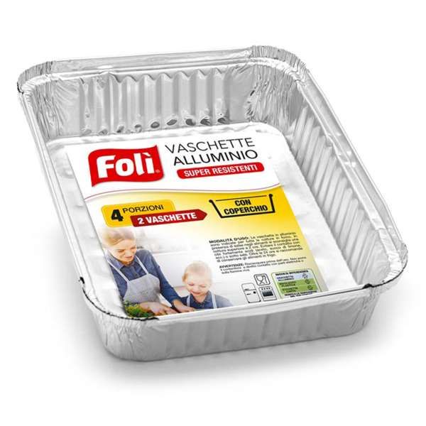 Foli Vaschette Alluminio con Coperchio 4 Porzioni - 2pz