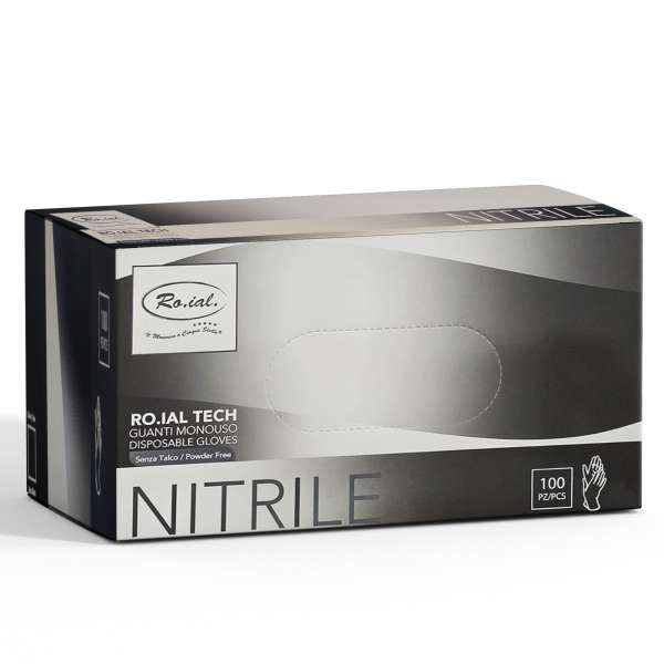 Roial Tech Guanti in Nitrile Nero - 100pz