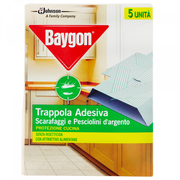 Baygon Trappola Adesiva Scarafaggi Protezione Cucina - 5pz