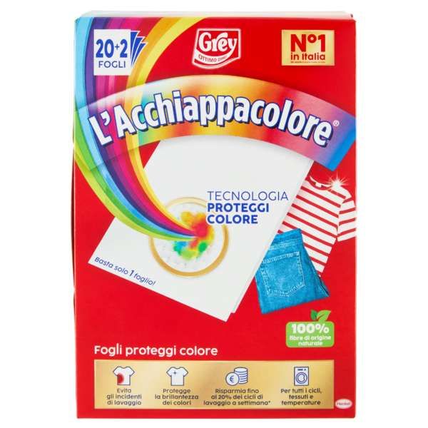 Grey Acchiappacolore Azione Proteggi Colore - 20 Fogli