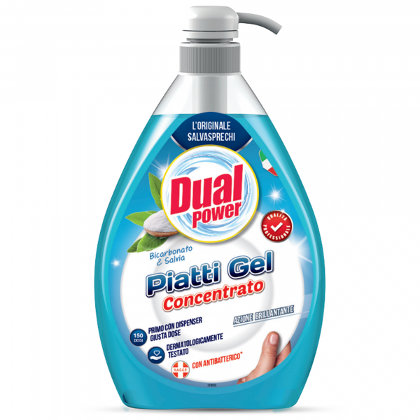 Dual Power Gel Concentrato Piatti 600ml - Bicarbonato e Salvia